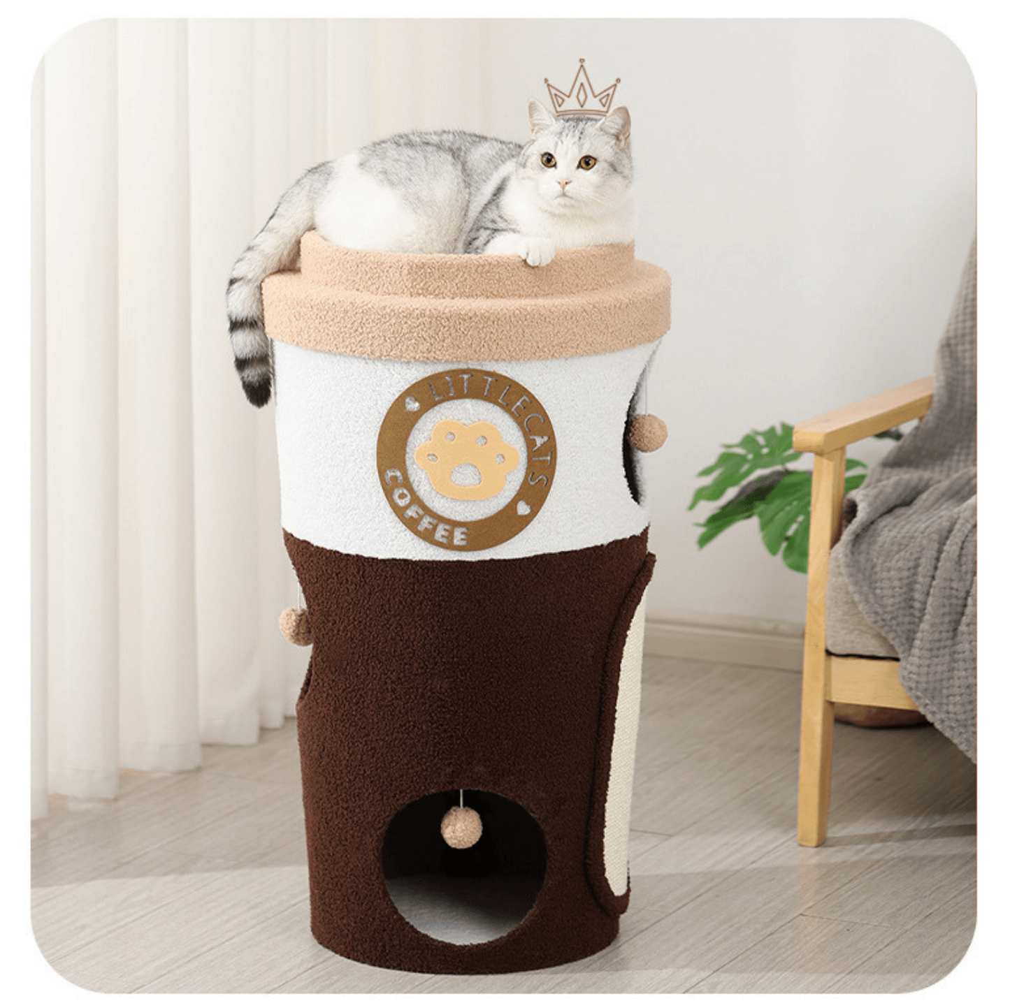 Deluxe Coffee Cup Cat Tree Cat Scratcher Three Tier-Petroom