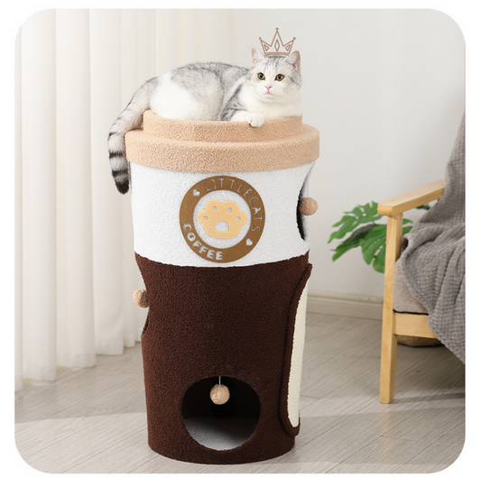 Deluxe Coffee Cup Cat Tree Cat Scratcher Three Tier-Petroom