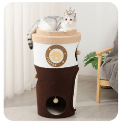 Deluxe Coffee Cup Cat Tree Cat Scratcher Three Tier-Petroom