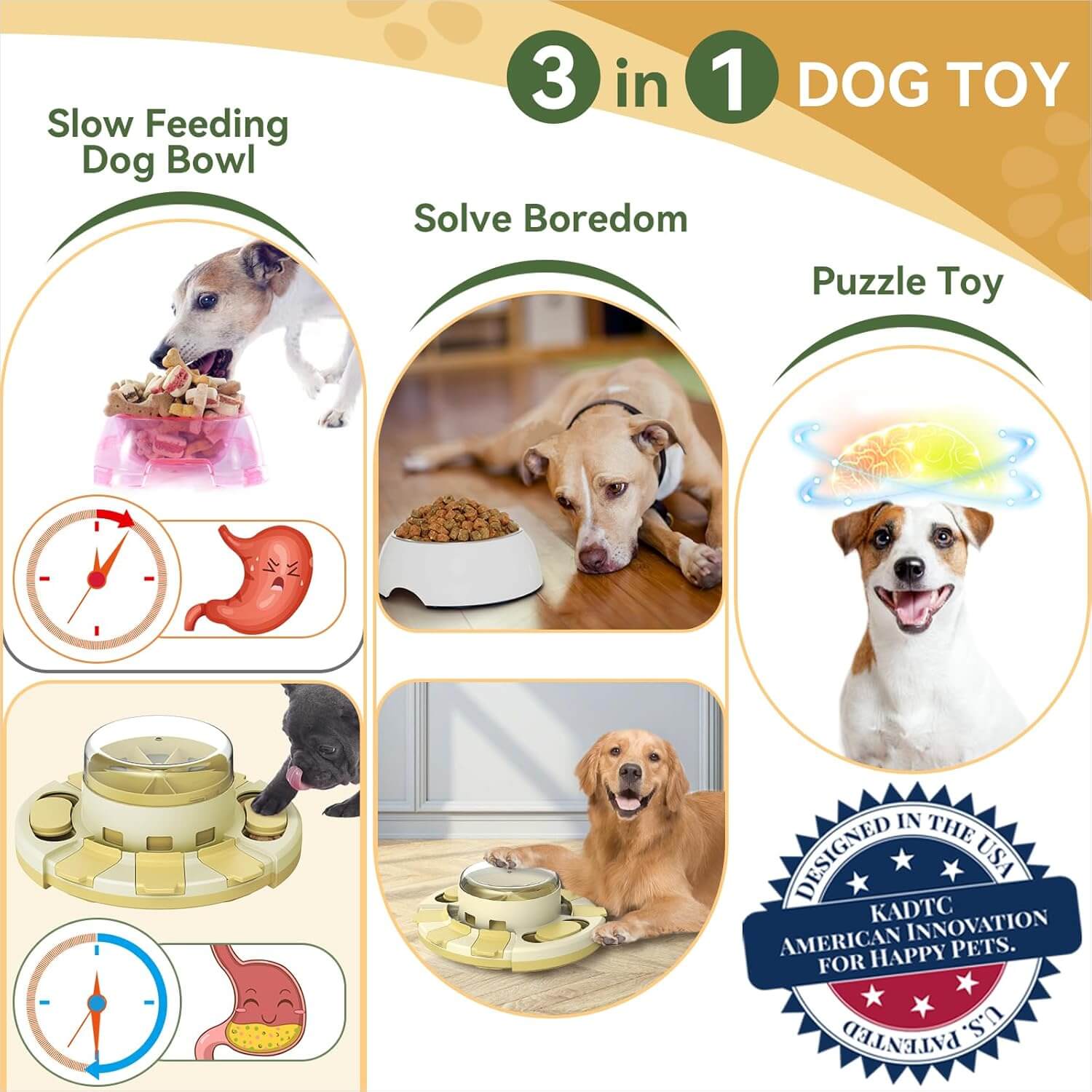 Dog Puzzle Toy & Slow Feeder 3-in-1 Interactive Food Dispenser-Petroom