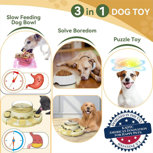 Dog Puzzle Toy & Slow Feeder 3-in-1 Interactive Food Dispenser-Petroom