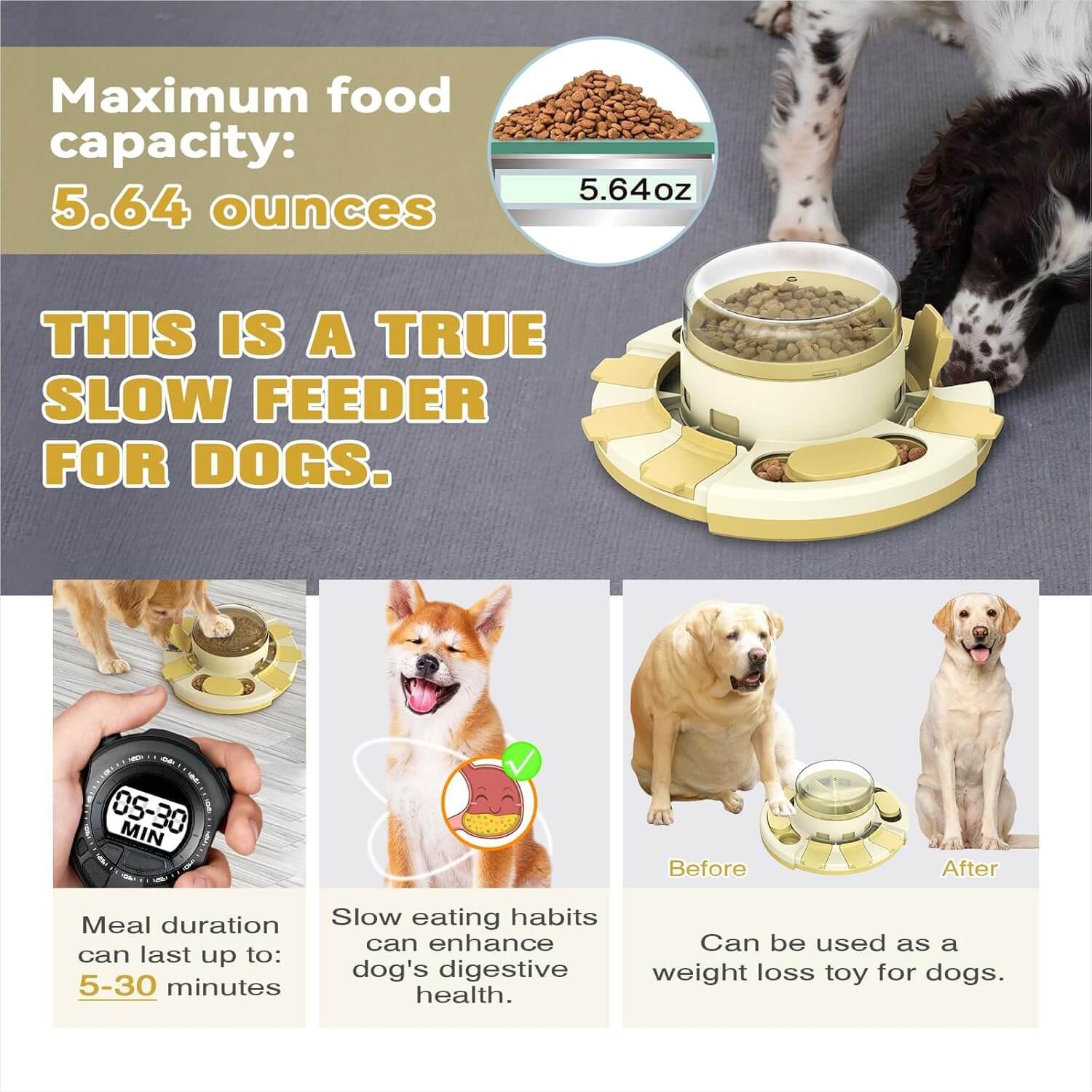 Dog Puzzle Toy & Slow Feeder 3-in-1 Interactive Food Dispenser-Petroom