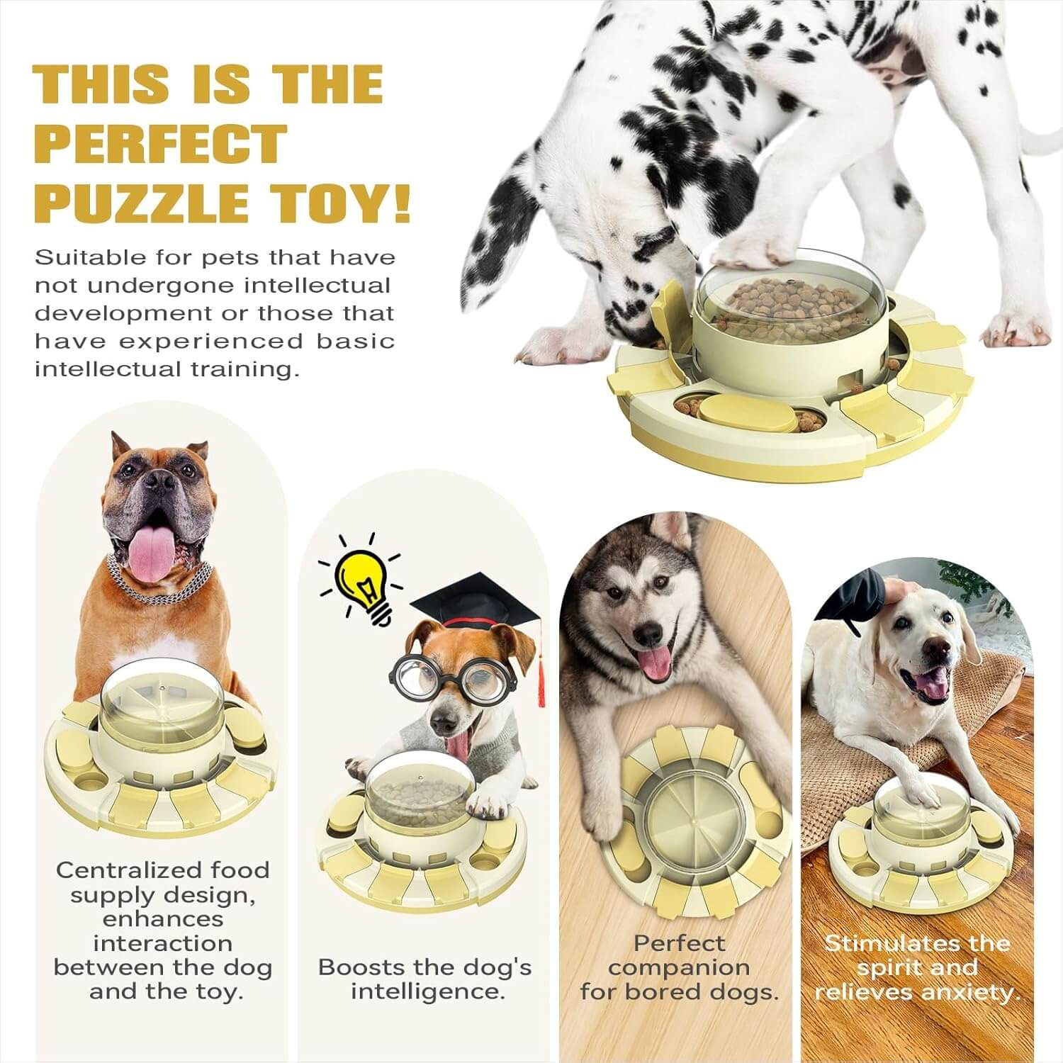Dog Puzzle Toy & Slow Feeder 3-in-1 Interactive Food Dispenser-Petroom