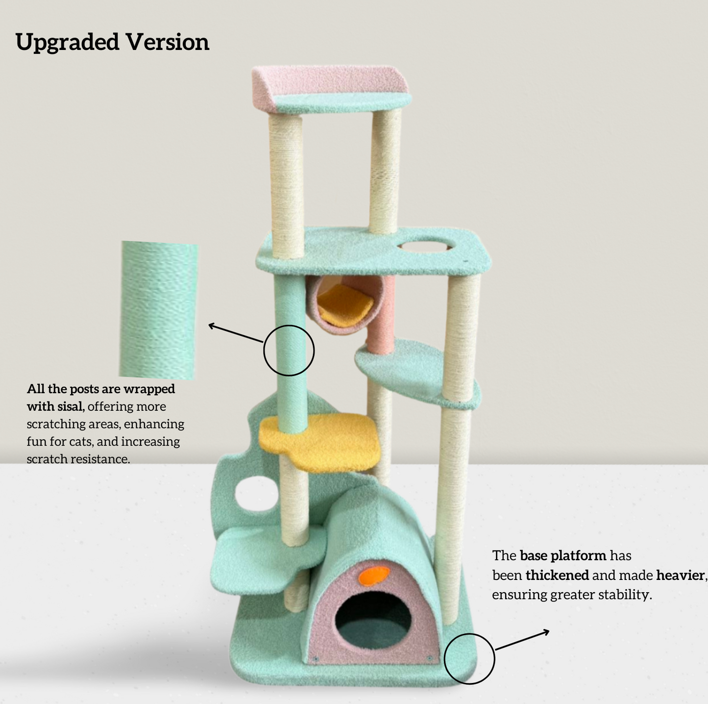Dreamy Macaroon Party Cat Tree with Scratching Post and Nest-Petroom