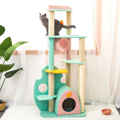 Dreamy Macaroon Party Cat Tree with Scratching Post and Nest-Petroom