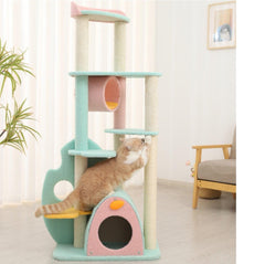 Dreamy Macaroon Party Cat Tree with Scratching Post and Nest-Petroom
