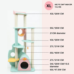 Dreamy Macaroon Party Cat Tree with Scratching Post and Nest-Petroom