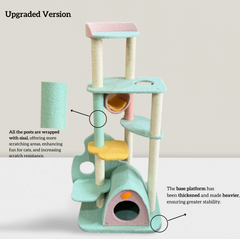 Dreamy Macaroon Party Cat Tree with Scratching Post and Nest-Petroom