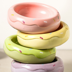 Dual‑Layer Ceramic Donut Pet Bowl-Petroom