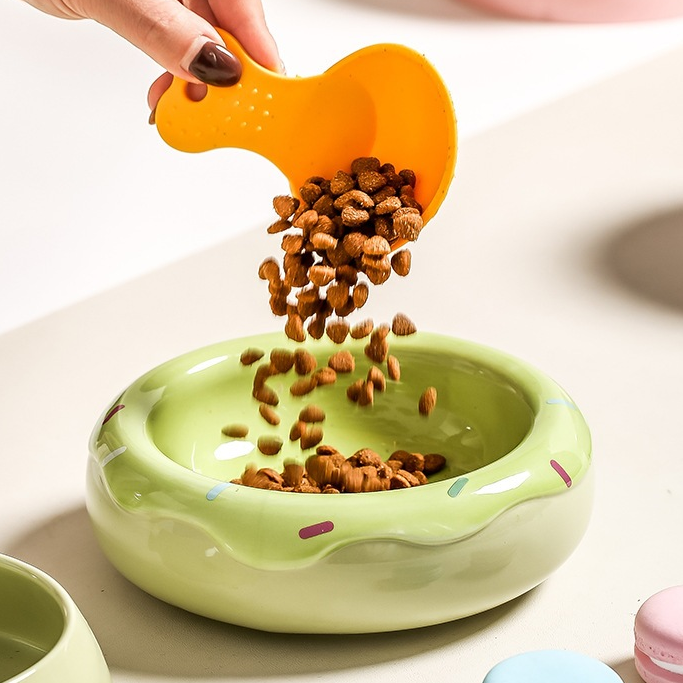 Dual‑Layer Ceramic Donut Pet Bowl-Petroom