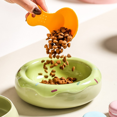 Dual‑Layer Ceramic Donut Pet Bowl-Petroom