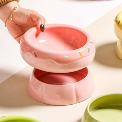 Dual‑Layer Ceramic Donut Pet Bowl-Petroom