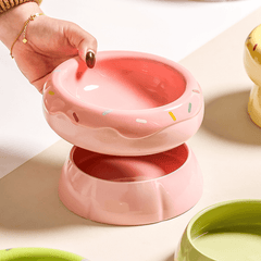 Dual‑Layer Ceramic Donut Pet Bowl-Petroom