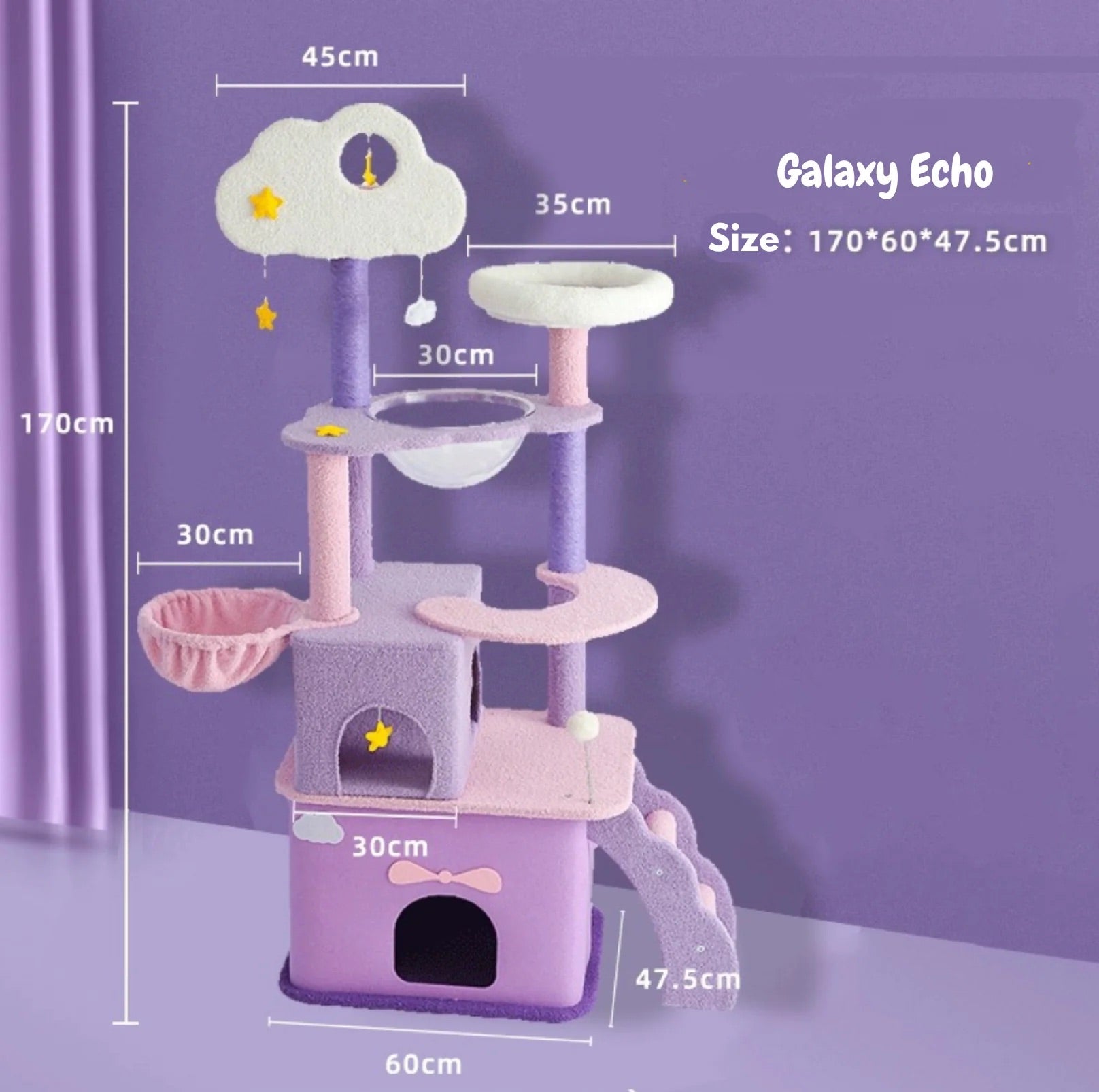 Echo Super Large Cat Tree With Scratching Post (Height 170cm)-Petroom