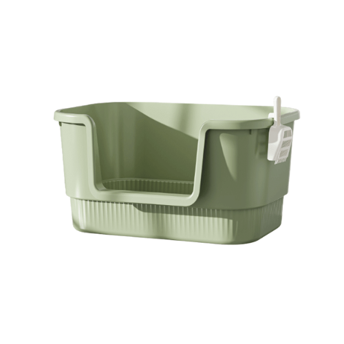 Extra-Large Open Cat Litter Box with High Sides & Scoop Holder-Petroom