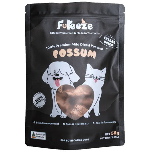 FUREEZE Freeze Dried Diced Possum 50g-Petroom