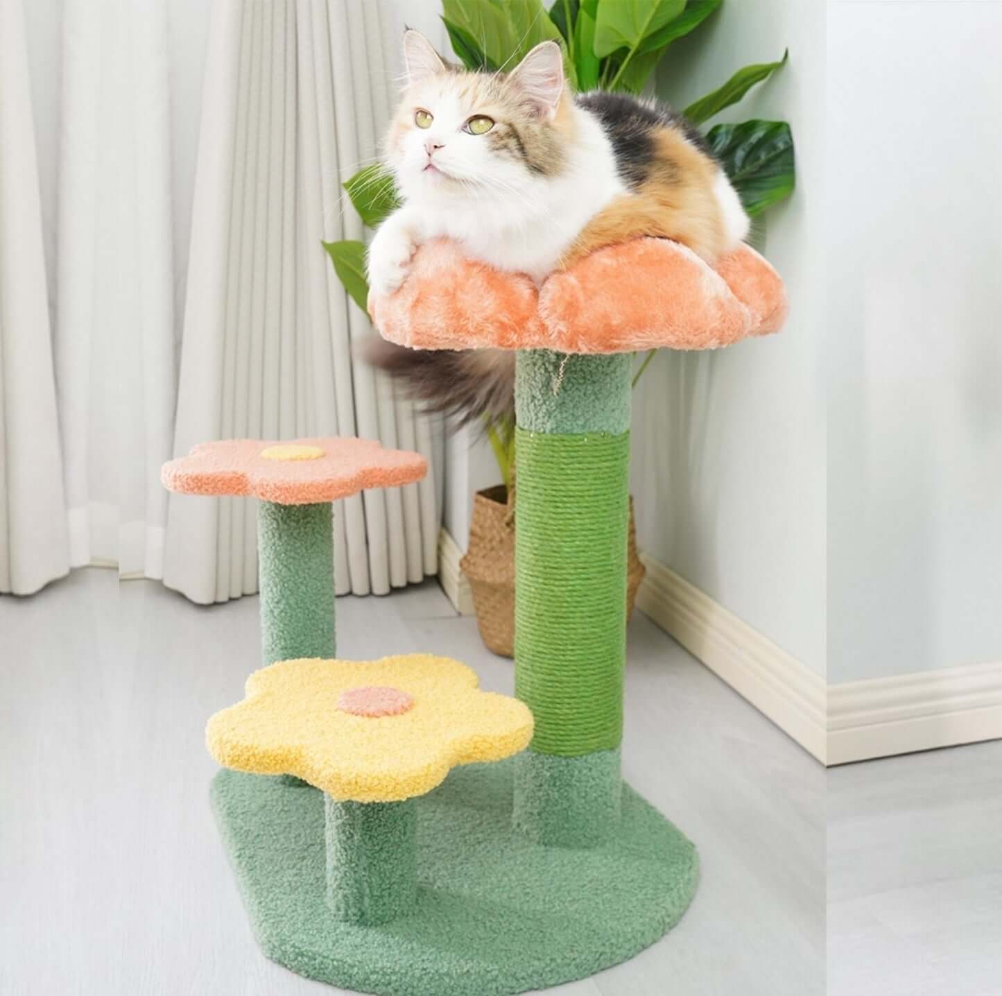 Flower-Styled Cat Tree Scratcher with Scratching Posts-Petroom