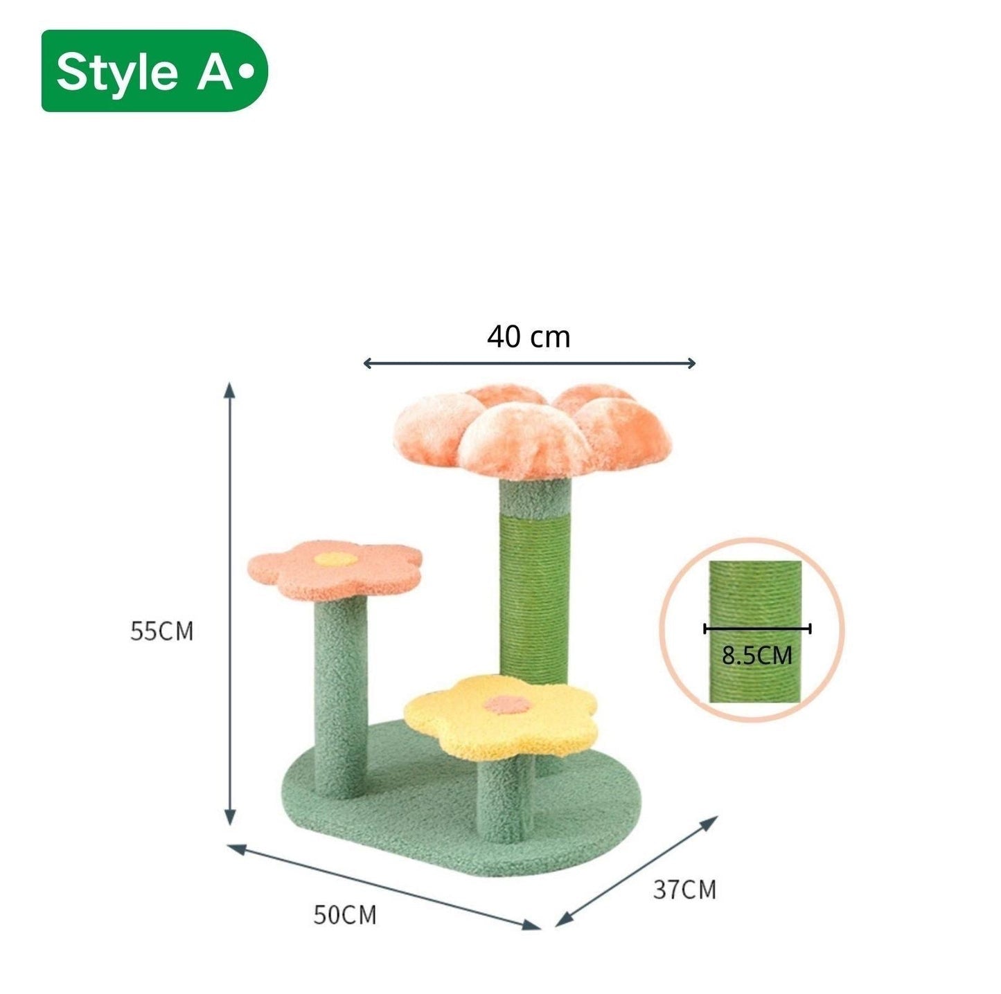 Flower-Styled Cat Tree Scratcher with Scratching Posts-Petroom