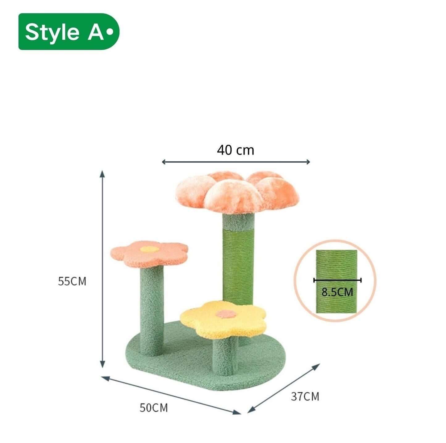 Flower-Styled Cat Tree Scratcher with Scratching Posts-Petroom