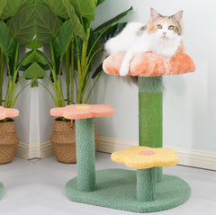 Flower-Styled Cat Tree Scratcher with Scratching Posts-Petroom