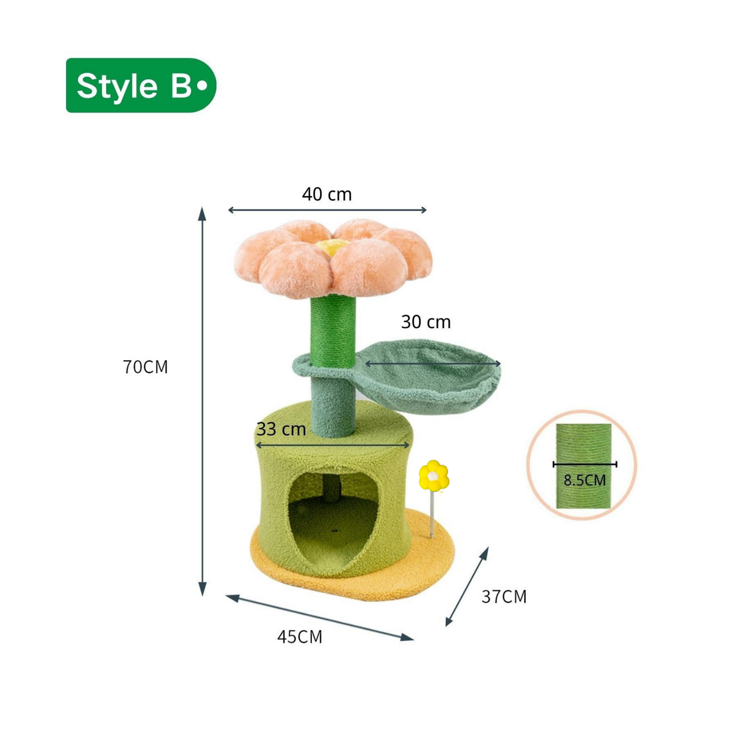 Flower-Styled Cat Tree with Soft Nest & Scratching Posts-Petroom
