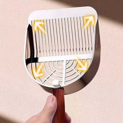 Heavy-Duty 304 Stainless Steel Cat Litter Scoop with Wooden Handle-PETROOM