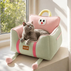 Helloleiboo Upgraded Car Pet Booster Seat-Removable & Washable For Up to 12kg with cute cat inside
