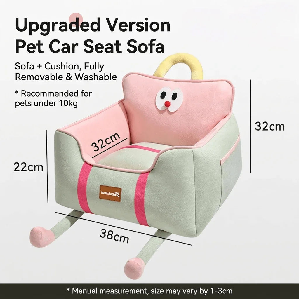 Helloleiboo Upgraded Car Pet Booster Seat-Removable & Washable For Up to 12kg with cute design and soft cushion.
