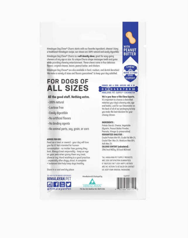 Himalayan Dog Chew Churro Peanut Butter 4pk-Petroom