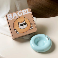 Michu Ceramic Cat Bagel Bowl – Anti-Whisker Wide Shallow Pet Food Bowl Rainbow Colours