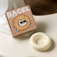 Michu Ceramic Cat Bagel Bowl – Anti-Whisker Wide Shallow Pet Food Bowl Rainbow Colours