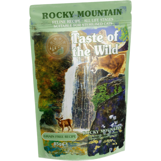 Taste of the Wild Grain-Free Rocky Mountain Feline Recipe - Chunks in Gravy 85g x 12 Pack