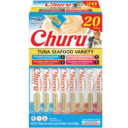 Inaba Churu Creamy Puree Tuna And Seafood Variety Cat Treat Tubes-Petroom
