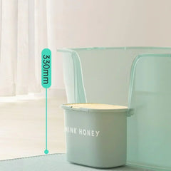 Mint green pet litter box with 330mm height, featuring 'WINK HONEY' text, ideal for cats and dogs.