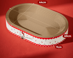Jumbo Size Oval Cat Scratcher Lounge Bed Durable Corrugated Cardboard-Petroom