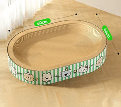 Jumbo Size Oval Cat Scratcher Lounge Bed Durable Corrugated Cardboard-Petroom