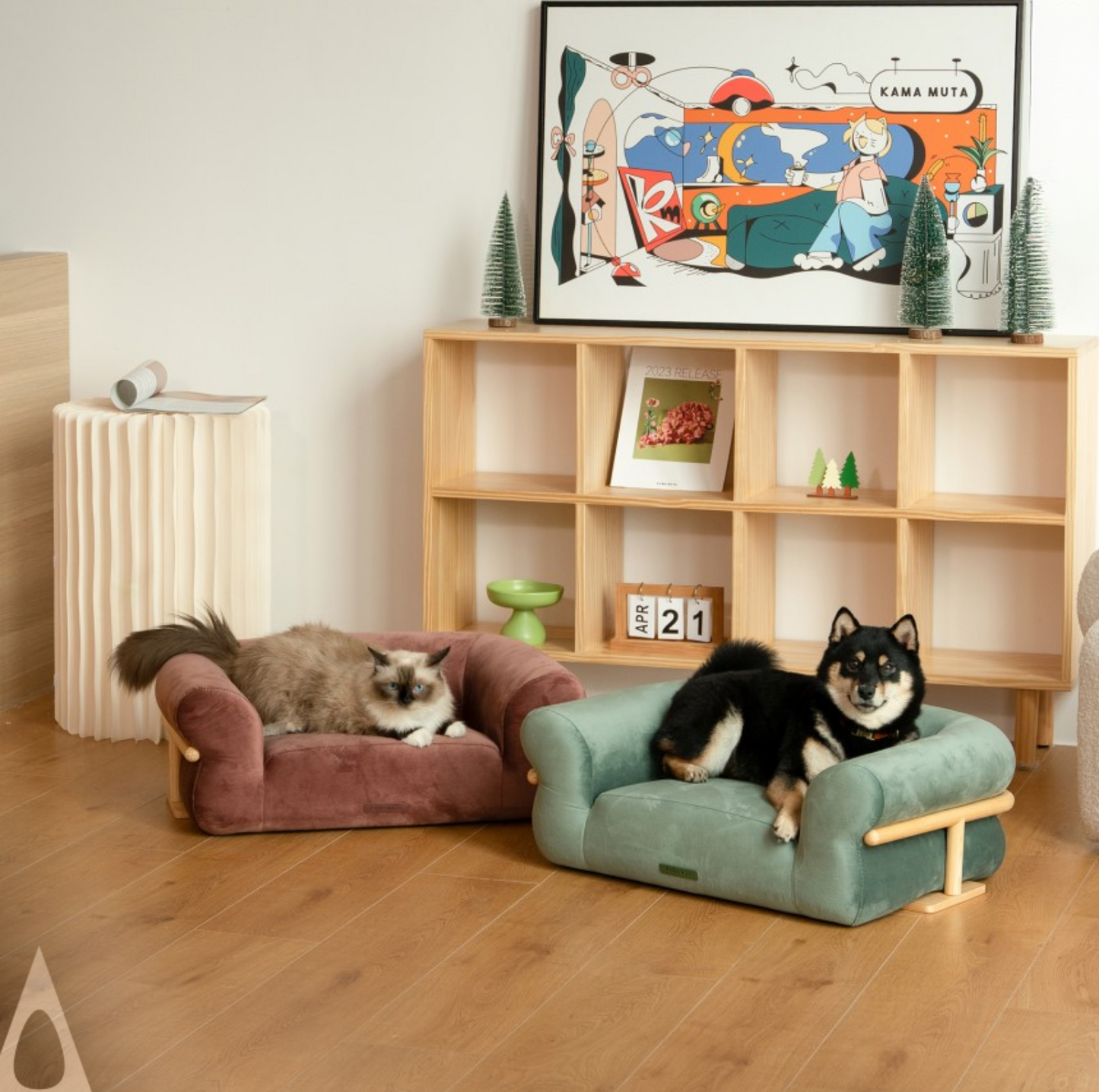 KAMA MUTA Bread Pet Bed - Italian-Inspired Design with Memory Foam and Ash Wood Frame-Petroom KAMA MUTA Bread Pet Bed - Italian-Inspired Design with Memory Foam and Ash Wood Frame-Petroom