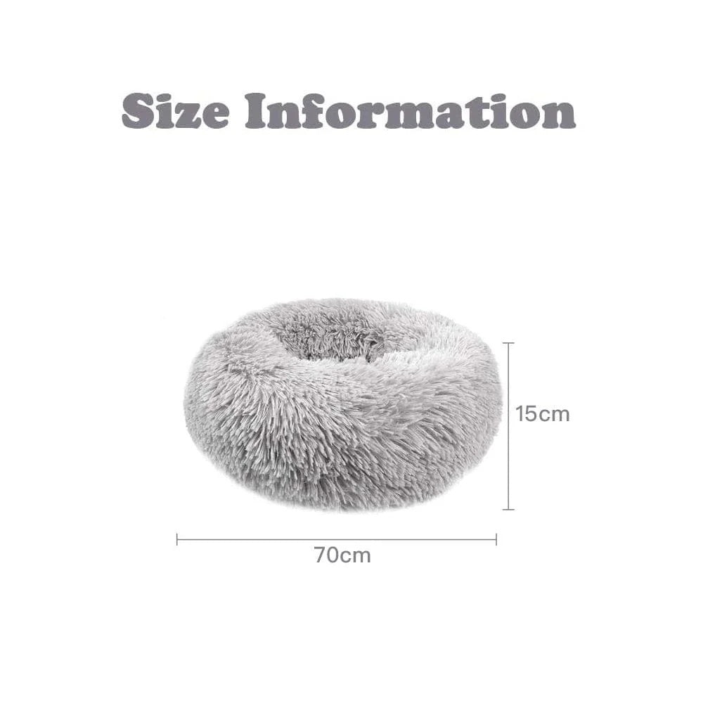 Living today Cat Bed Dog Bed Winter Plush Donut Two Colour Option-Petroom
