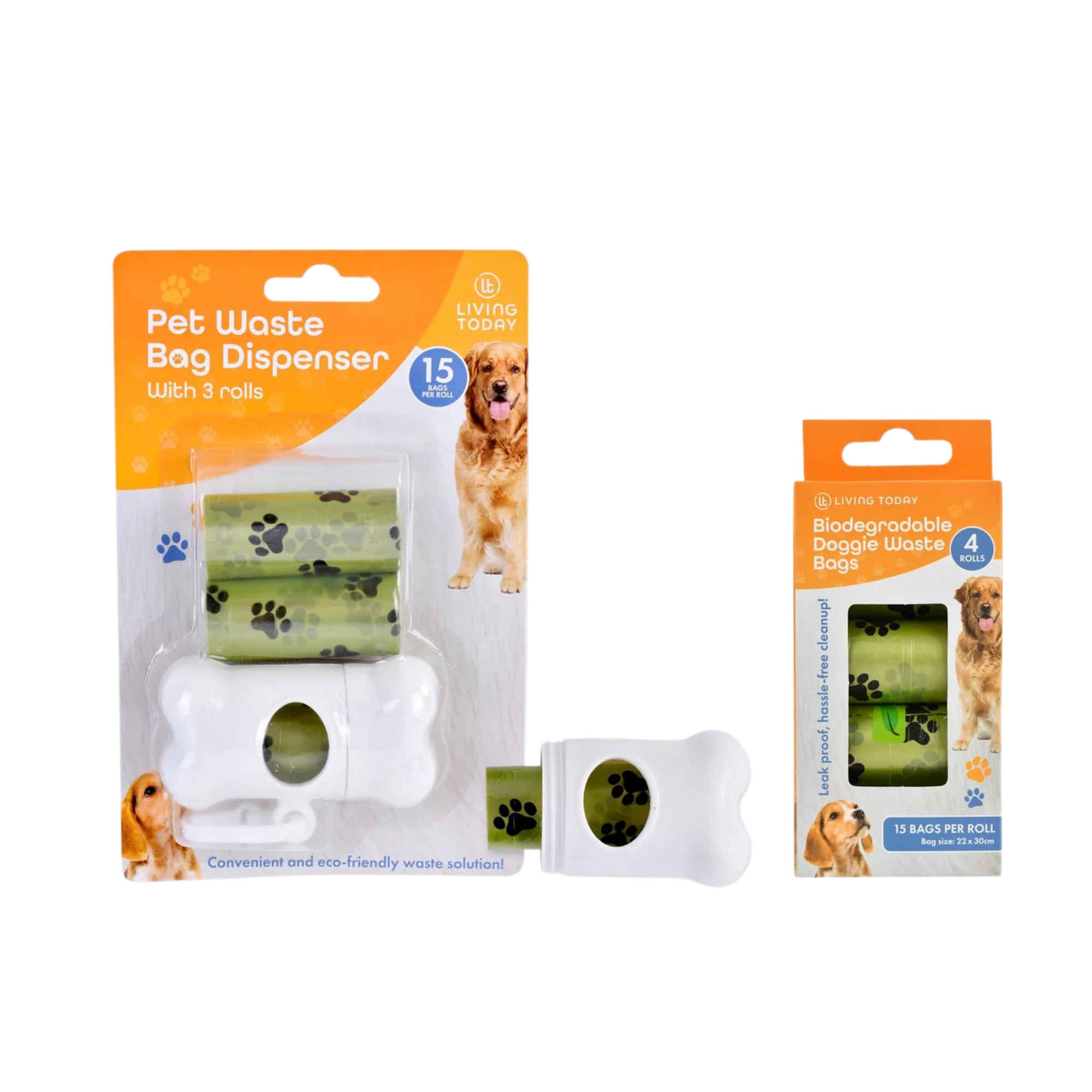 Living today Pet Dog Poop Dispenser and 105 Biodegradable Unscented Waste Bags-Petroom