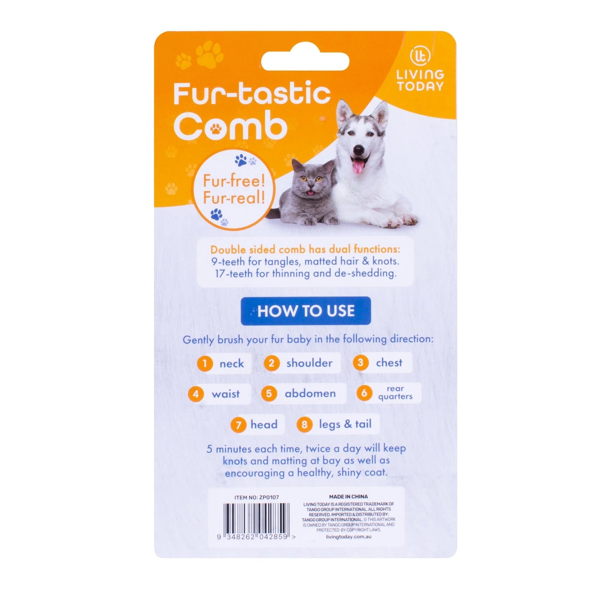 Living today Pet Grooming Brush Double Sided Shedding Comb for Dogs and Cats-Petroom