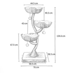 MICHU Iris Cat Tower Deluxe 3-Tier Designer Flower Cat Tree dimensions illustration with size details.