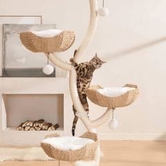 MICHU Ivy Cat Tower Deluxe 4-Tier Designer Tall Cat Tree-Petroom