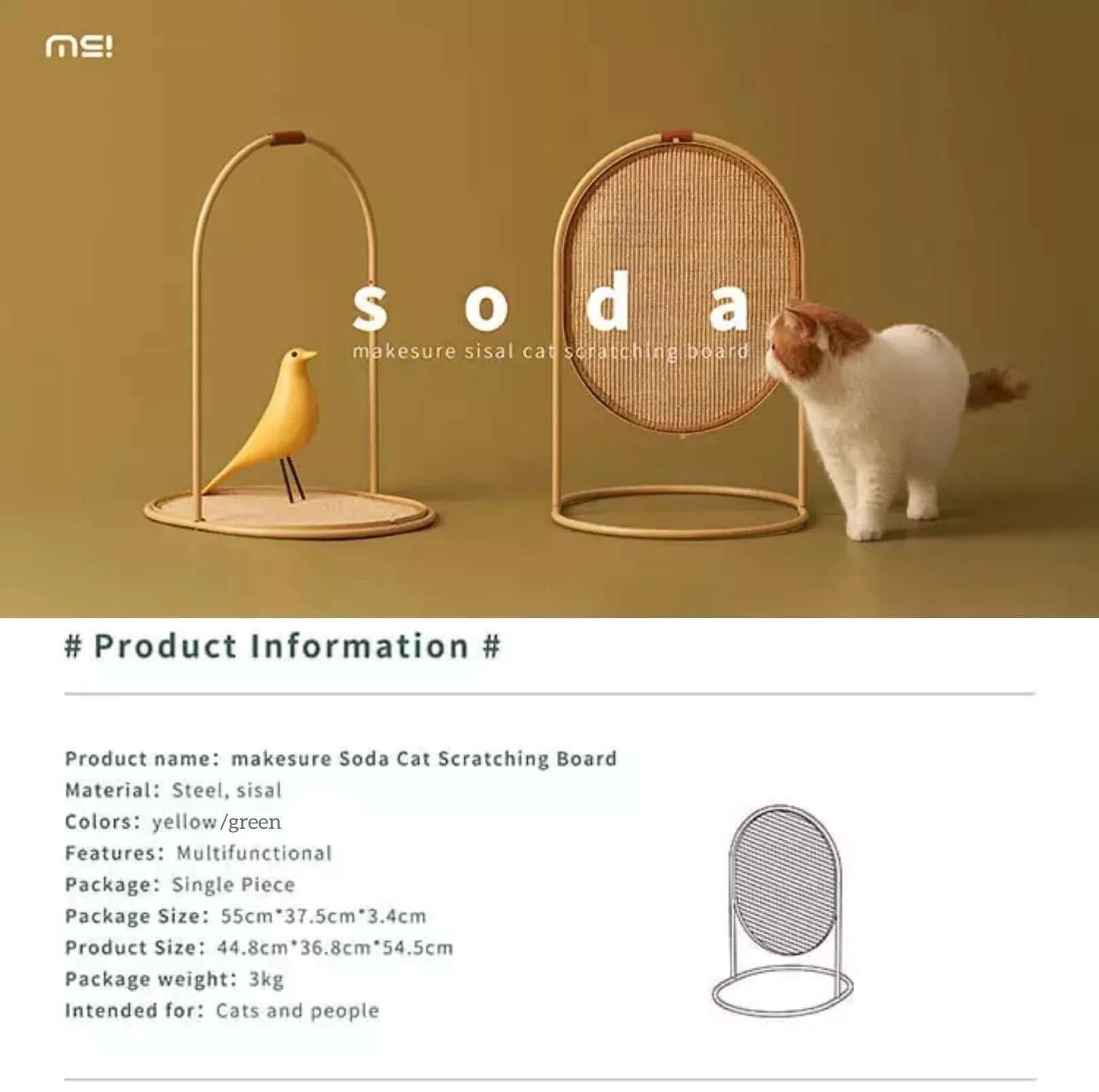 Makesure Multifunctional Cat Scratcher | Sisal Standing Scratching Board-Petroom