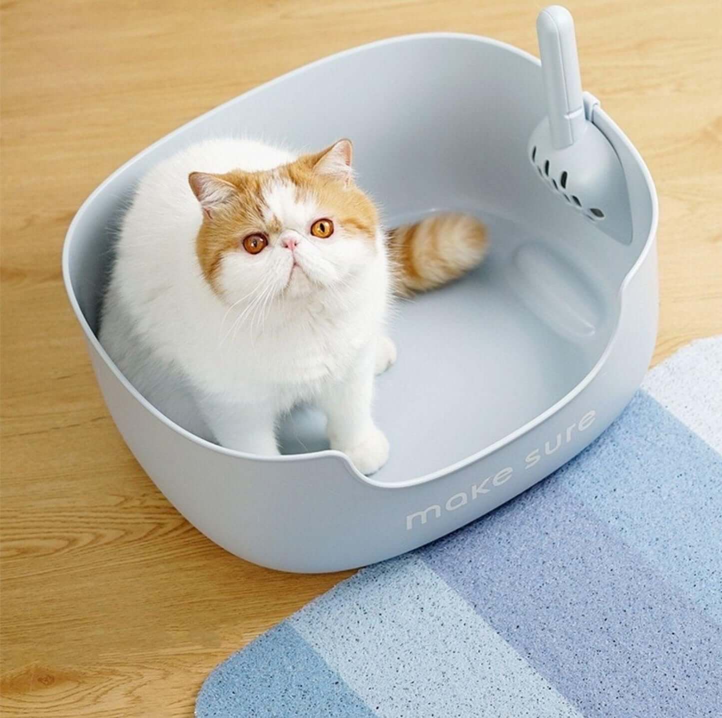 Makesure Open Cat Litter Tray Cat Litter Box (Litter mat included)-Petroom