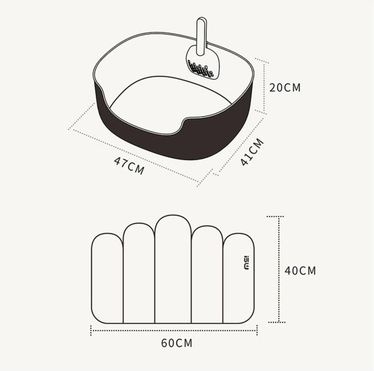 Makesure Open Cat Litter Tray Cat Litter Box (Litter mat included)-Petroom