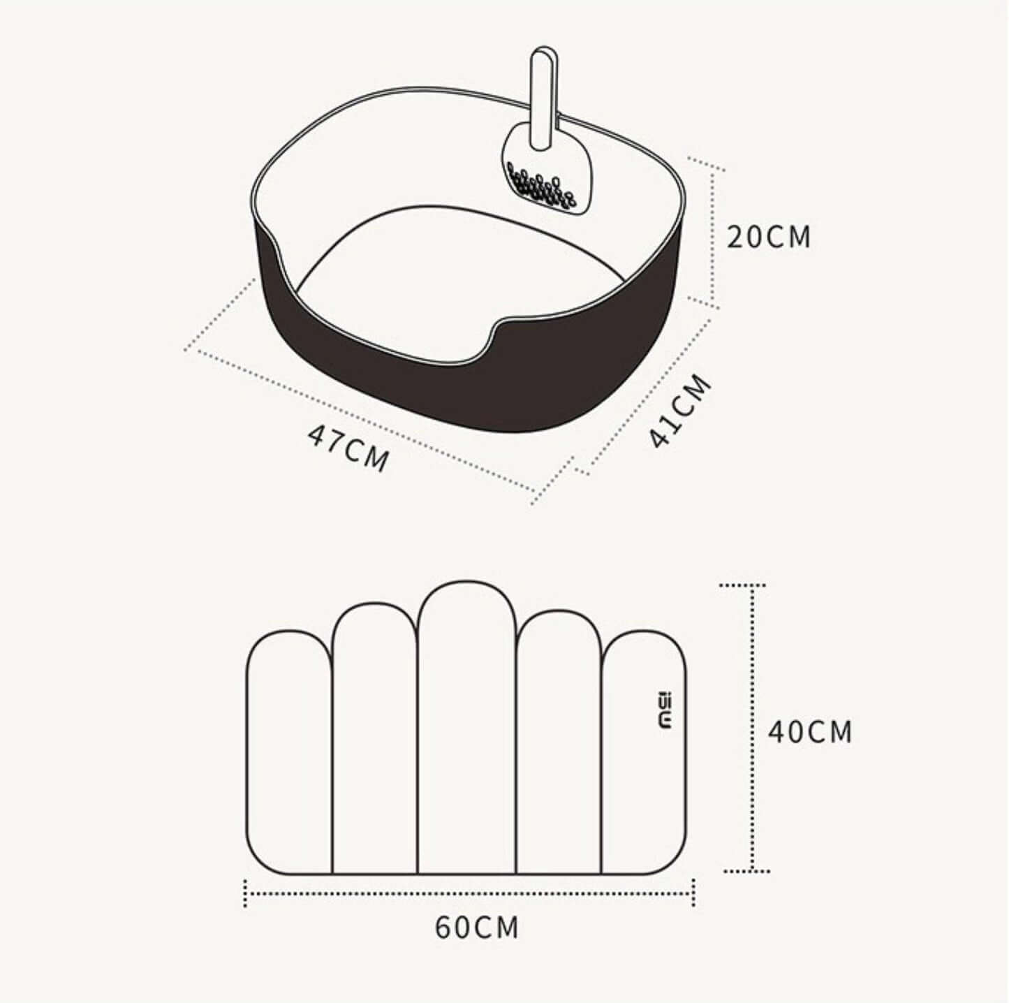 Makesure Open Cat Litter Tray Cat Litter Box (Litter mat included)-Petroom