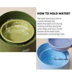 Makesure Rolls Elevated Ceramic Pet Bowl with Wooden Stand-Petroom