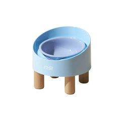 Makesure Rolls Elevated Ceramic Pet Bowl with Wooden Stand-Petroom
