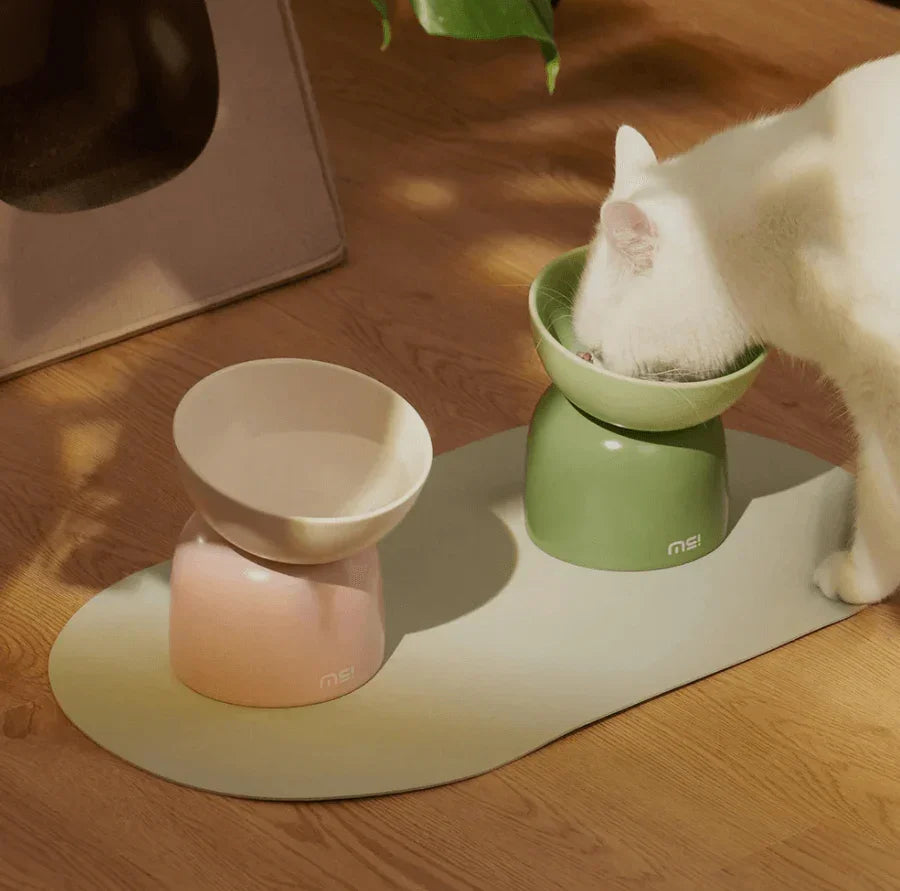 Makesure Sugar Bean Ceramic Double Pet Bowls For Cat and Small Dogs-Petroom