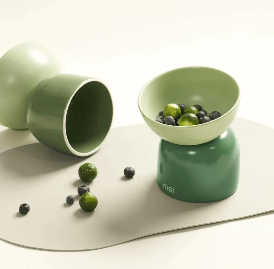 Makesure Sugar Bean Ceramic Double Pet Bowls For Cat and Small Dogs-Petroom